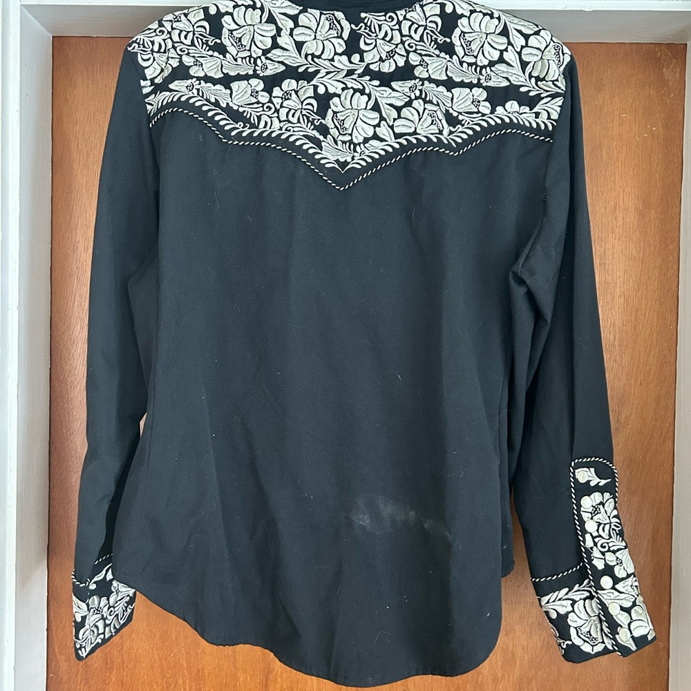Scully Black Shirt with White Embroidery - Picture 2 of 3